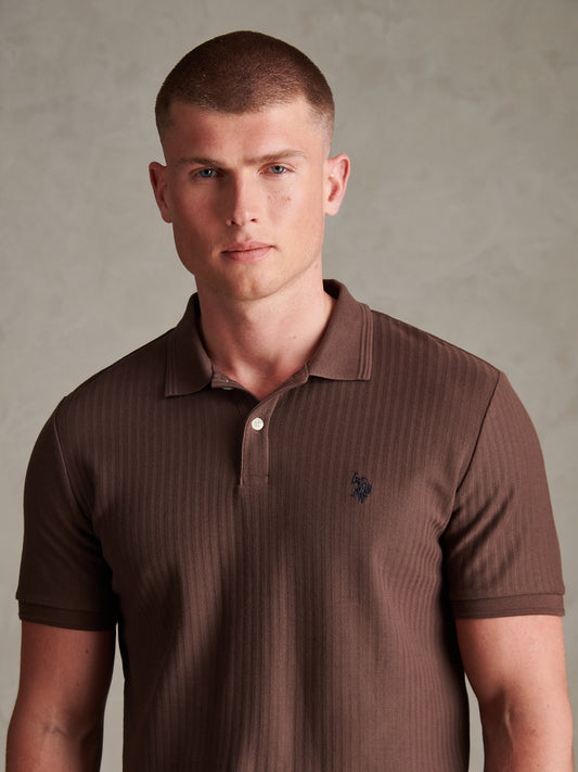 Herringbone Texture DHM SS Polo Bracken