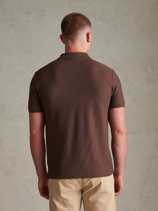 Herringbone Texture DHM SS Polo Bracken