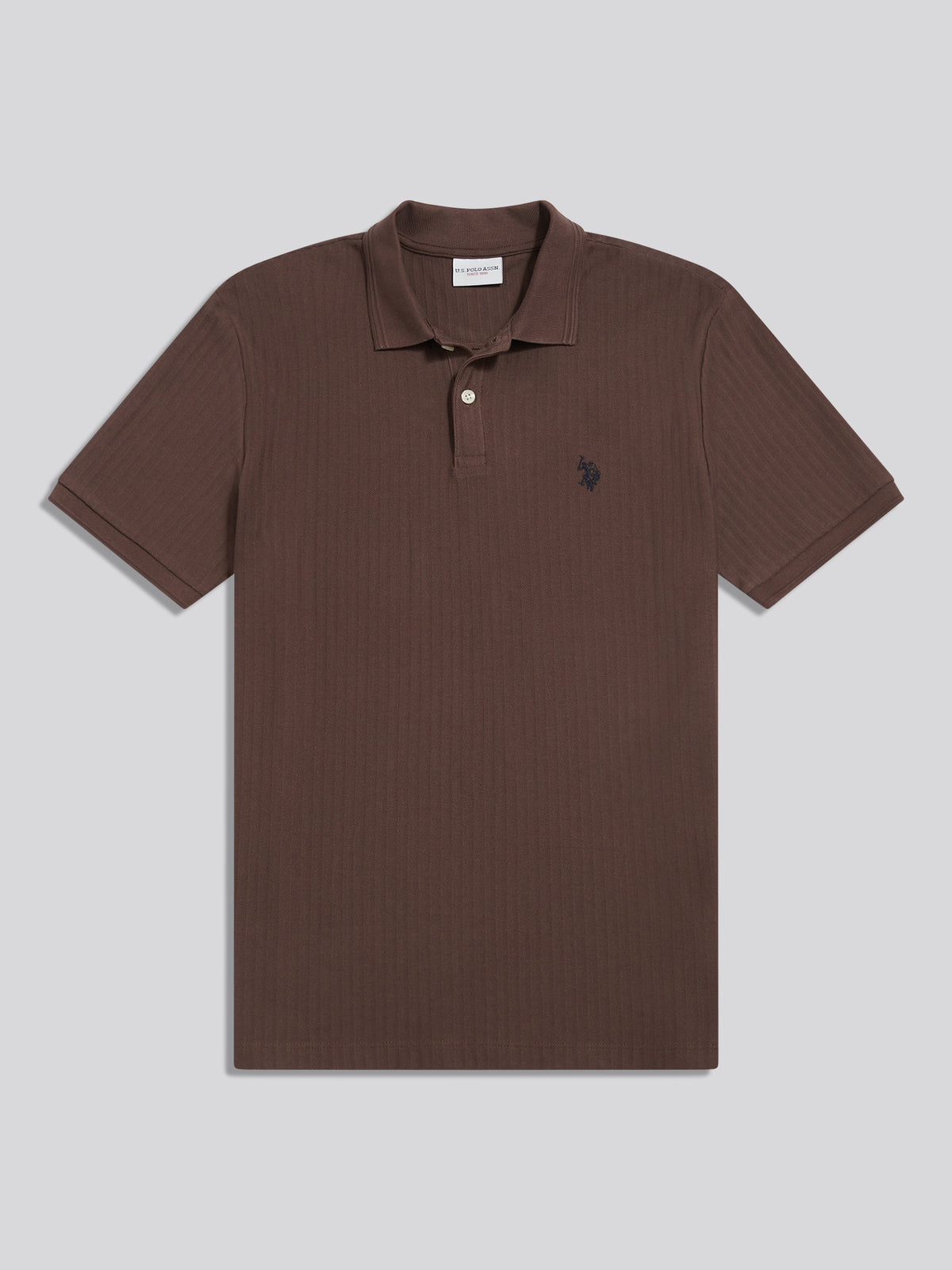 Mens Herringbone Texture Polo Shirt Bracken