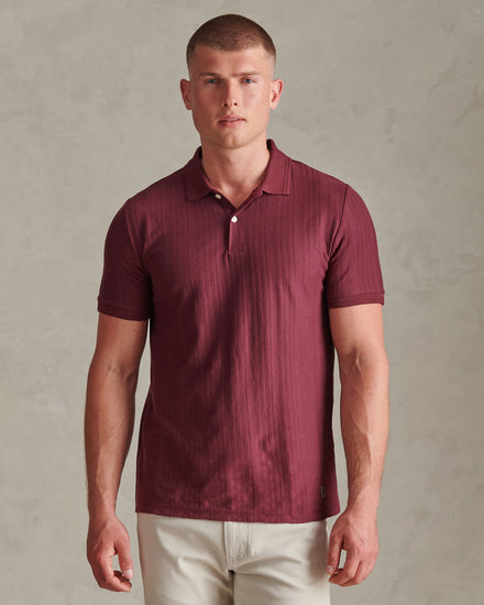 Mens Engineered Textured Stripe Polo Shirt Fig