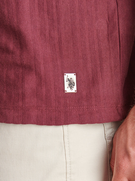 Smart Engineered Textured Stripe SS Polo Fig