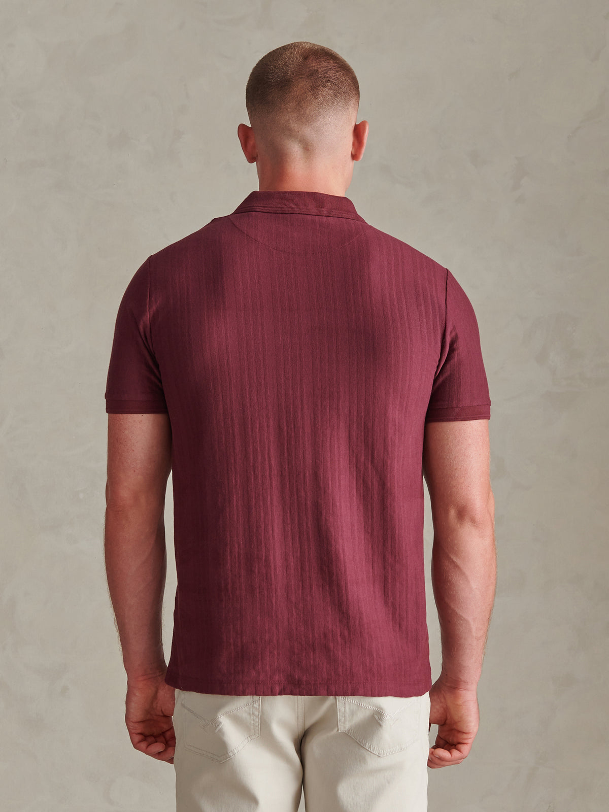 Mens Engineered Textured Stripe Polo Shirt Fig