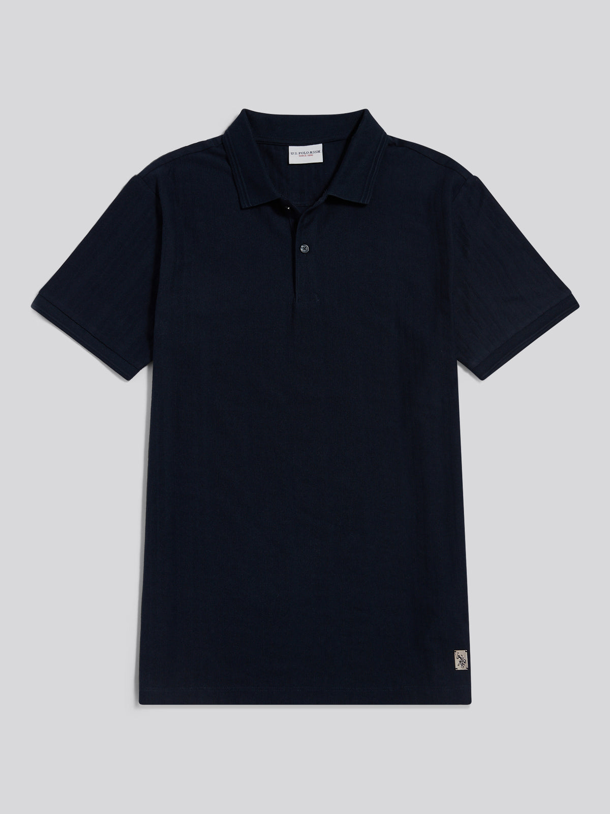 Mens Engineered Textured Stripe Polo Shirt Dark Sapphire Navy / Moonlight Blue DHM
