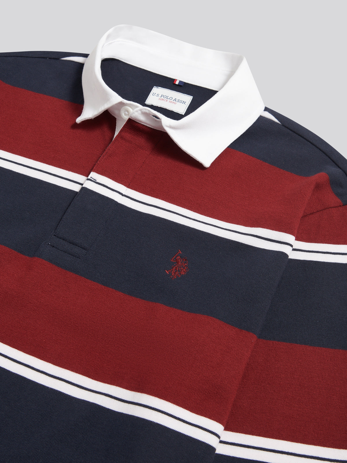 Mens Wide Stripe Rugby Shirt Cabernet