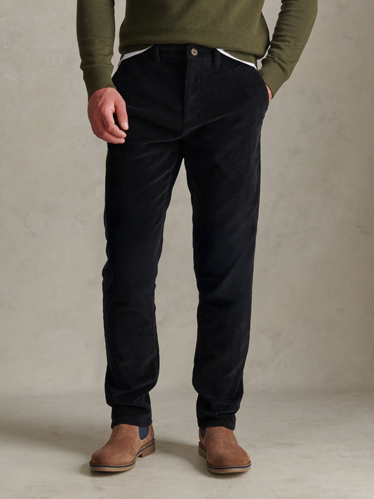 Mens Classic Fit Cord Chinos Black