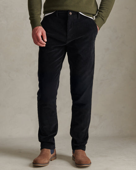 Mens Classic Fit Cord Chinos Black
