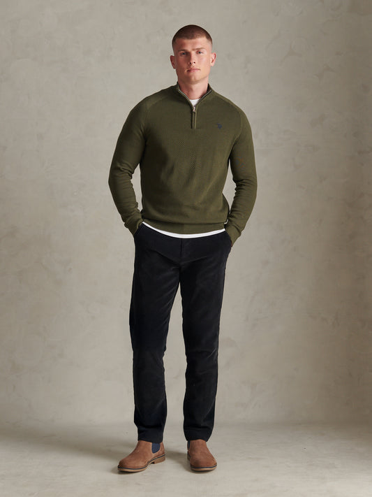 Mens Classic Fit Cord Chinos Black