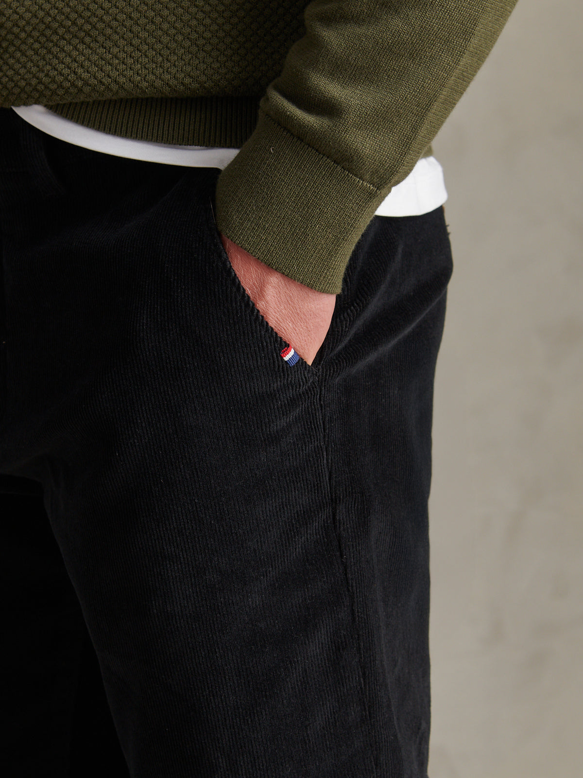 Mens Classic Fit Cord Chinos Black