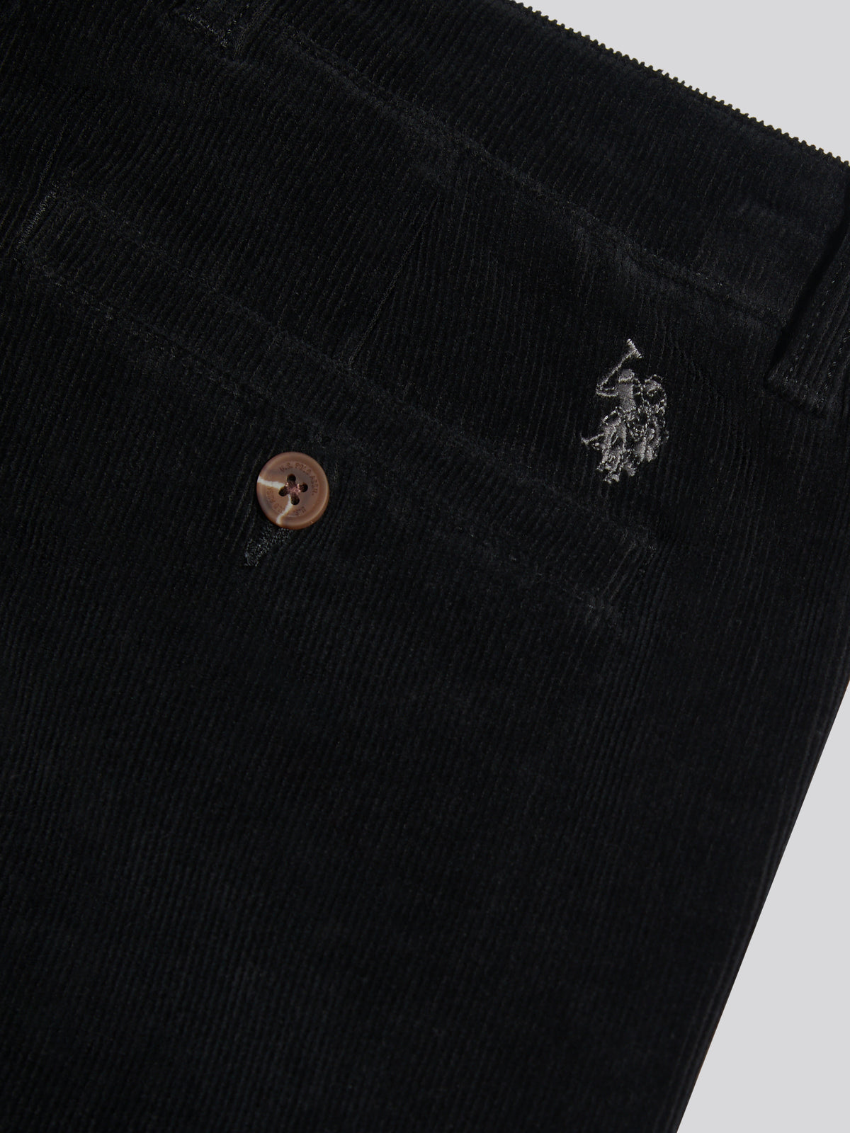 Mens Classic Fit Cord Chinos Black