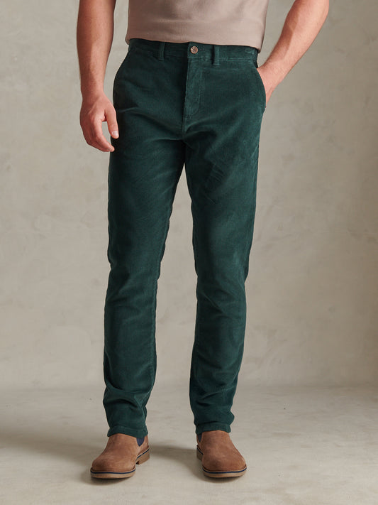 Mens Classic Fit Cord Chinos Green Gables