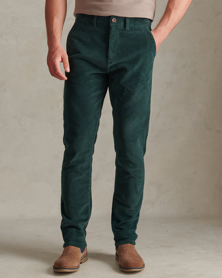 Mens Classic Fit Cord Chinos Green Gables