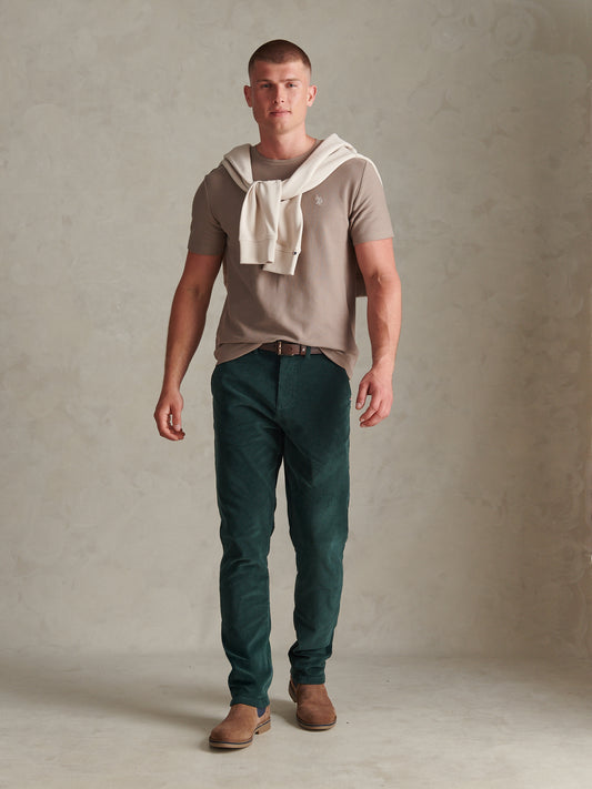 Mens Classic Fit Cord Chinos Green Gables