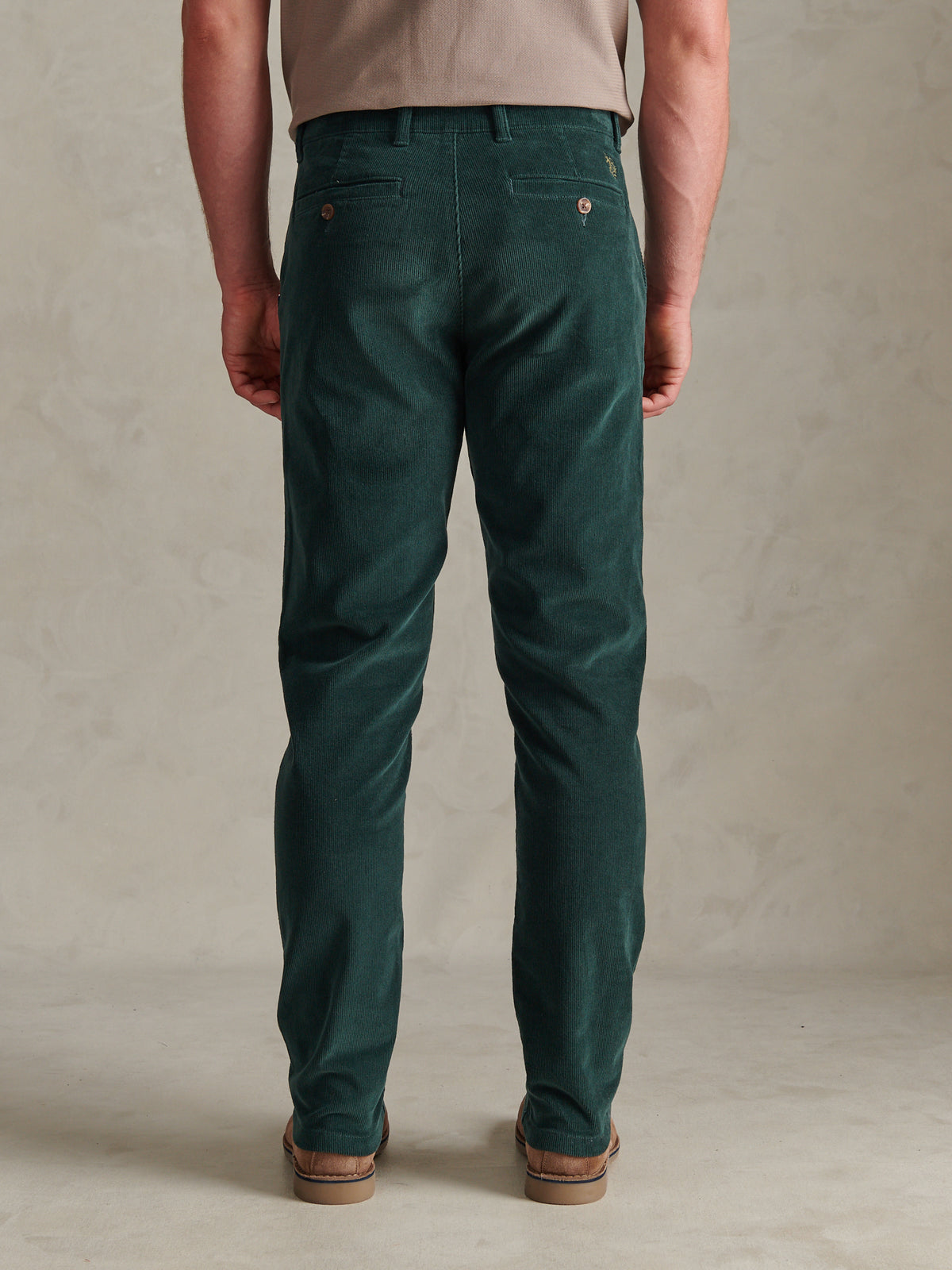 Mens Classic Fit Cord Chinos Green Gables