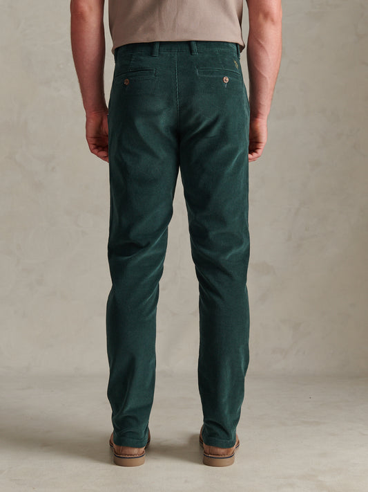 Mens Classic Fit Cord Chinos Green Gables