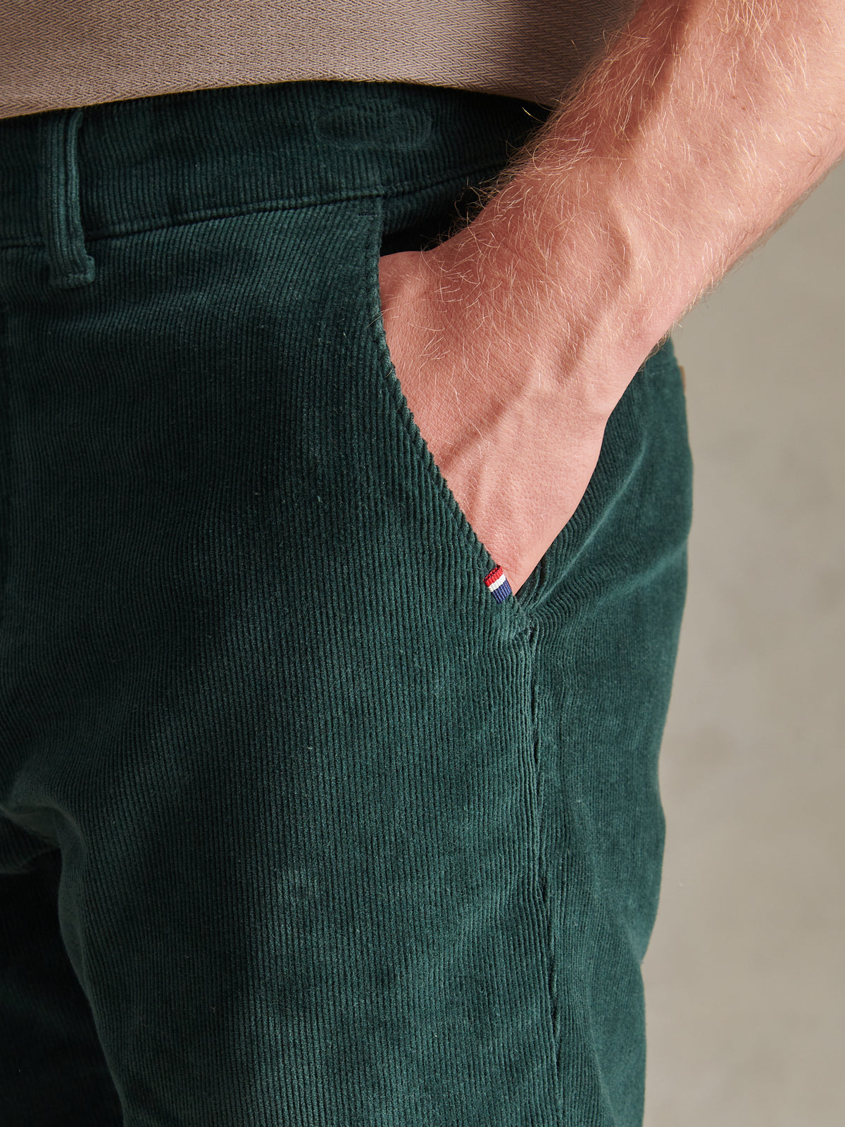 Mens Classic Fit Cord Chinos Green Gables