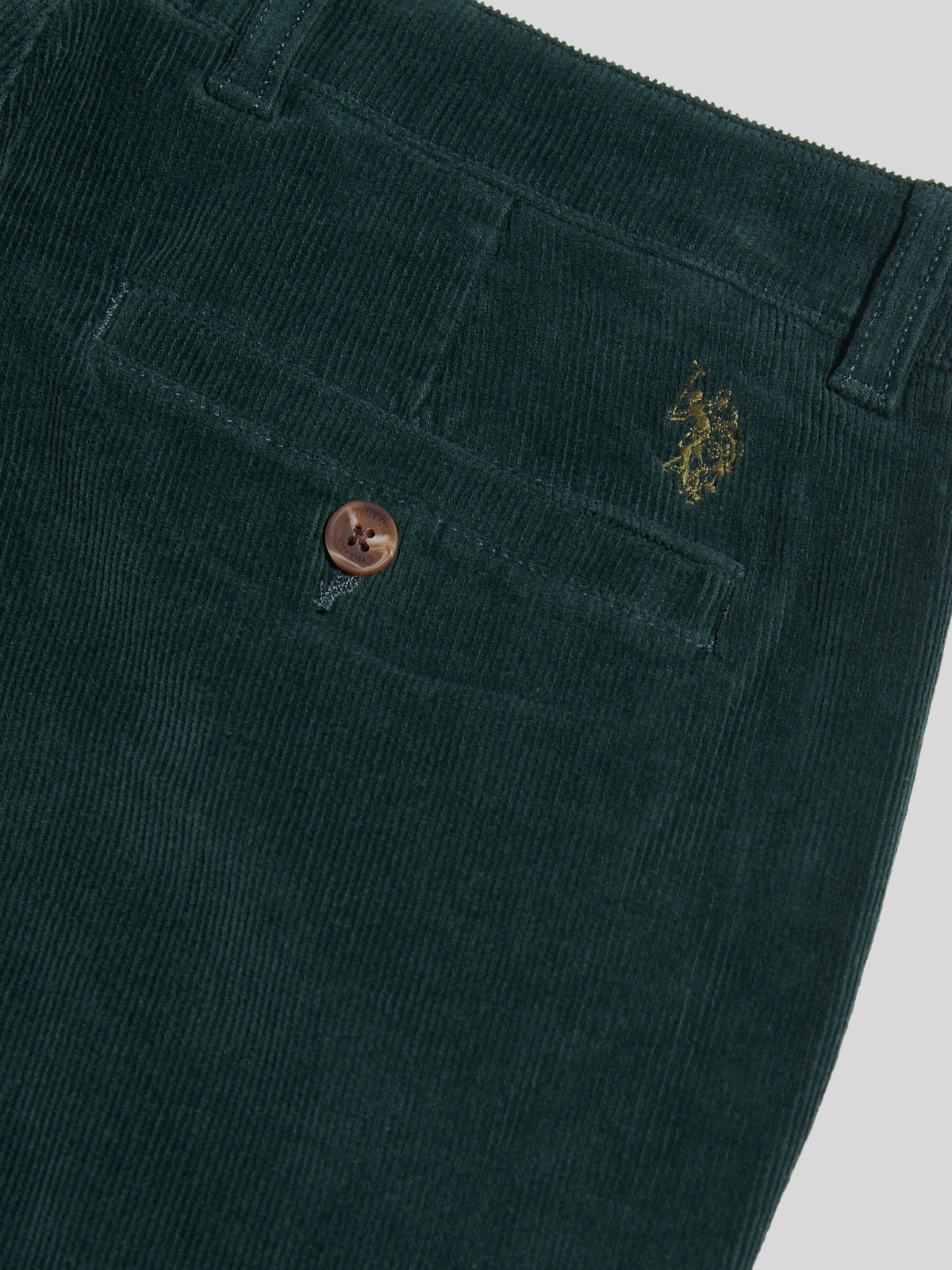 Mens Classic Fit Cord Chinos Green Gables