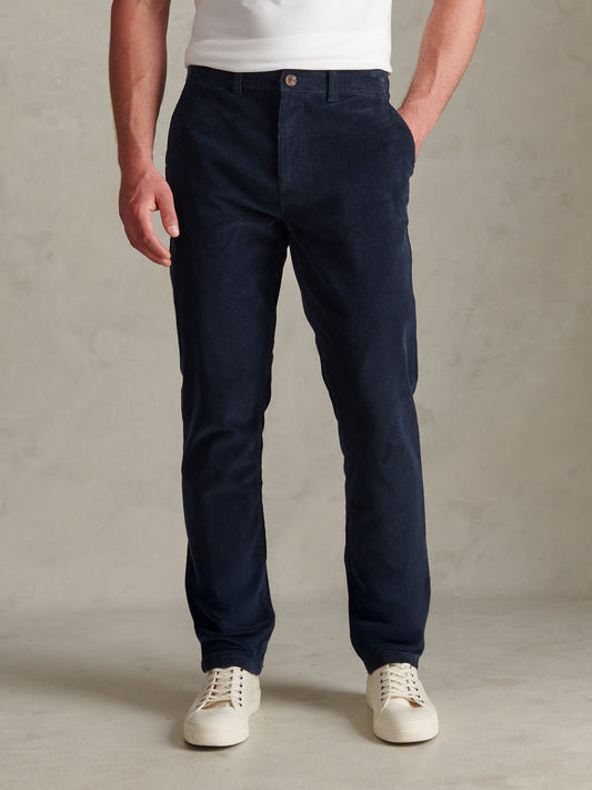 Mens Classic Fit Cord Chinos Dark Sapphire Navy / Haute Red DHM