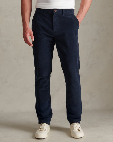 Mens Classic Fit Cord Chinos Dark Sapphire Navy / Haute Red DHM