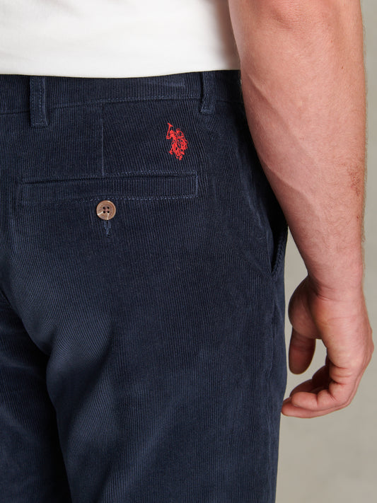 Mens Classic Fit Cord Chinos Dark Sapphire Navy / Haute Red DHM