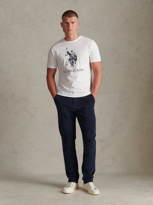 Mens Classic Fit Cord Chinos Dark Sapphire Navy / Haute Red DHM