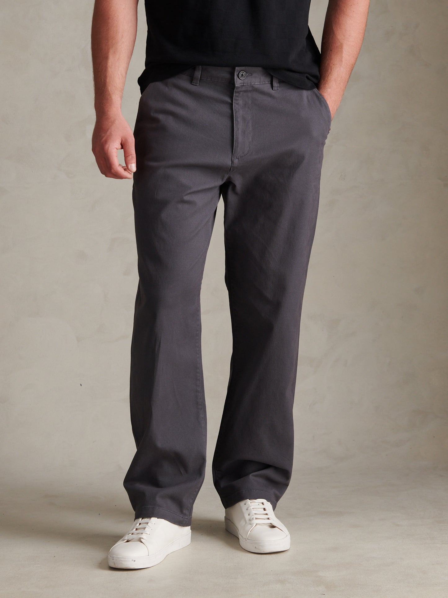 Mens Relaxed Fit Stretch Chinos Ebony