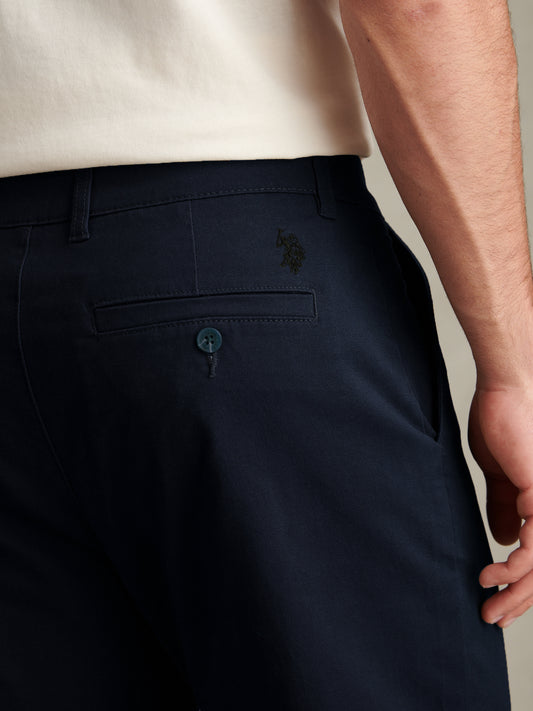 Mens Relaxed Fit Stretch Chinos Dark Sapphire Navy / Haute Red DHM