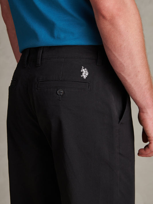Mens Relaxed Fit Stretch Chinos Black Bright White DHM