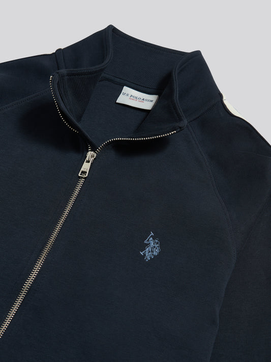 Mens Raglan Taped Funnel Neck Track Jacket Dark Sapphire Navy / Moonlight Blue DHM