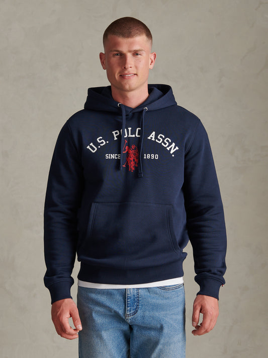 Mens Signature Arch Logo Hoodie Dark Sapphire Navy