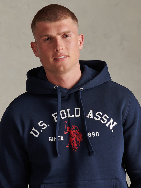 Mens Signature Arch Logo Hoodie Dark Sapphire Navy