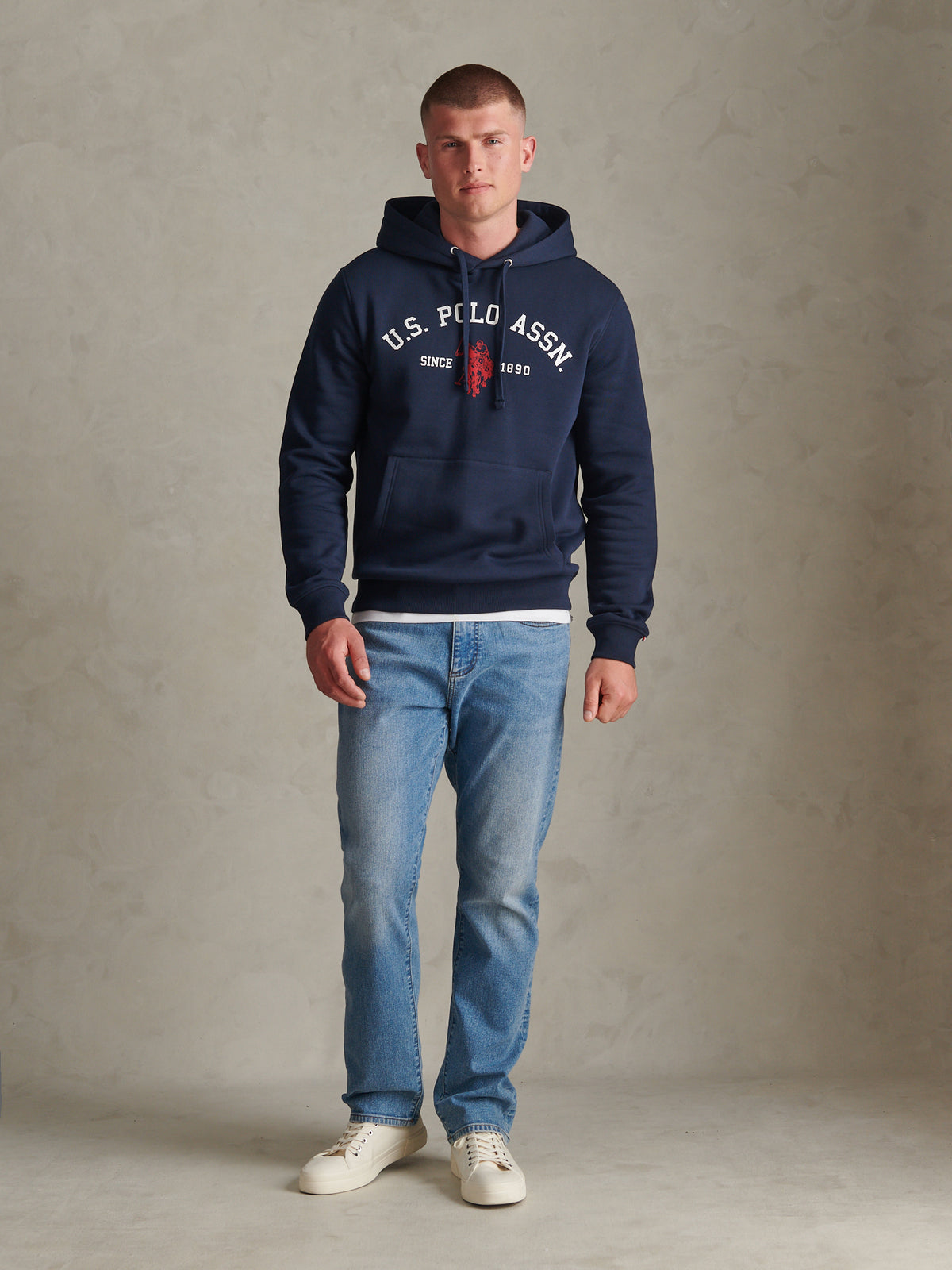 Mens Signature Arch Logo Hoodie Dark Sapphire Navy
