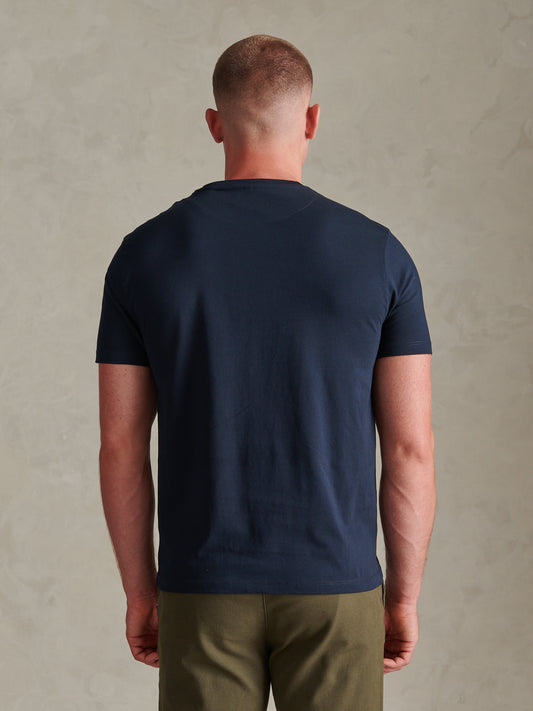 Mens Large Double Horsemen Graphic T-Shirt Dark Sapphire Navy