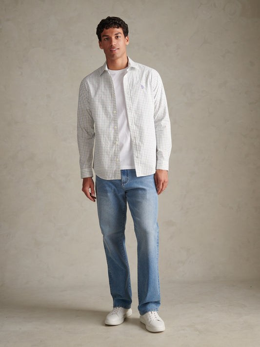 Mens Windowpane Check Shirt Whisper White
