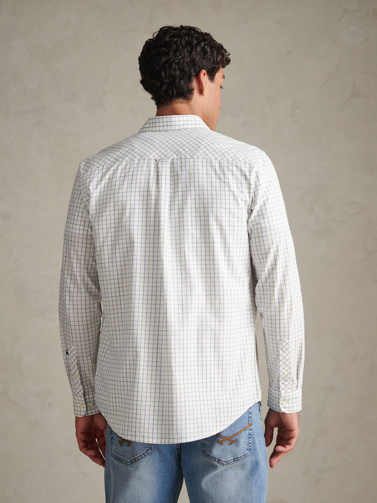 Mens Windowpane Check Shirt Whisper White
