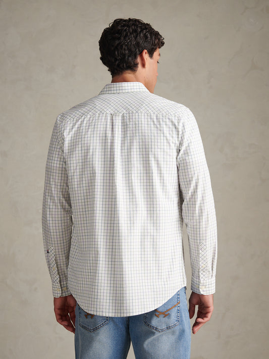 Mens Windowpane Check Shirt Whisper White