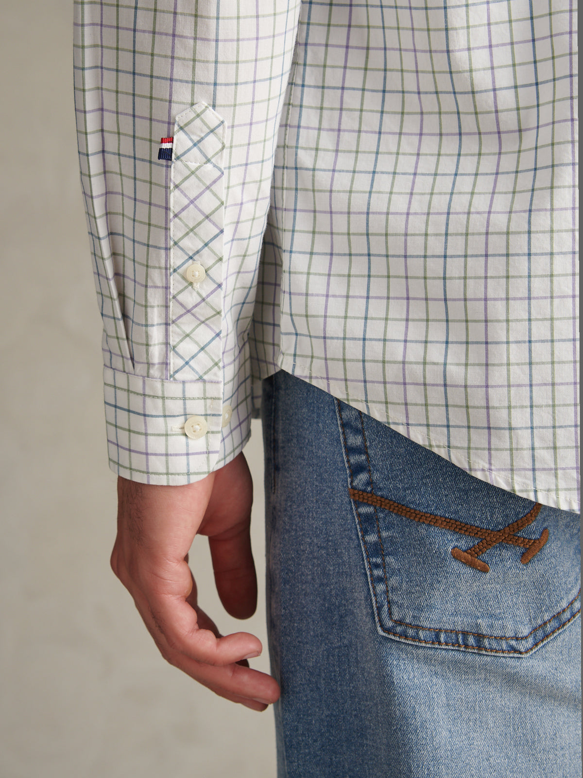 Mens Windowpane Check Shirt Whisper White
