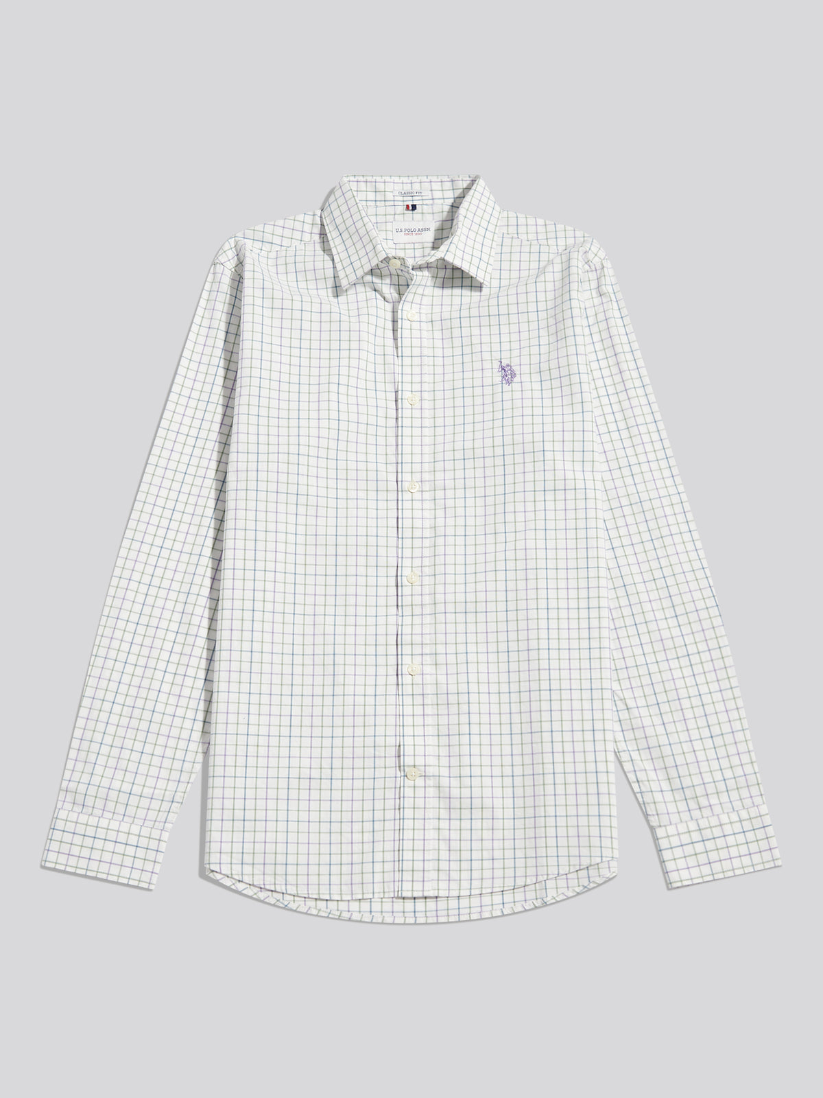 Mens Windowpane Check Shirt Whisper White