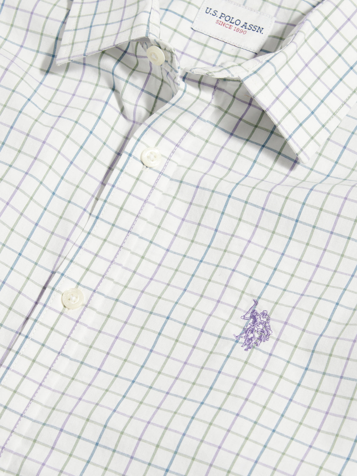 Mens Windowpane Check Shirt Whisper White