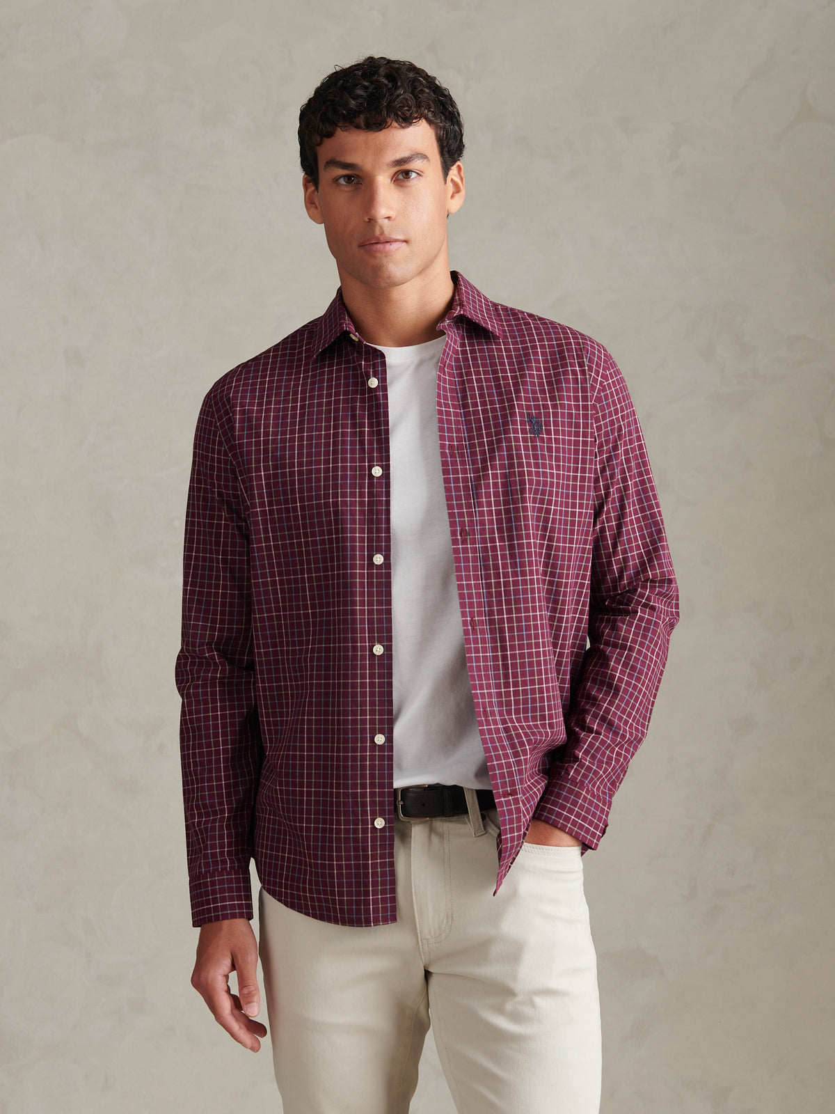 Mens Windowpane Check Shirt Fig