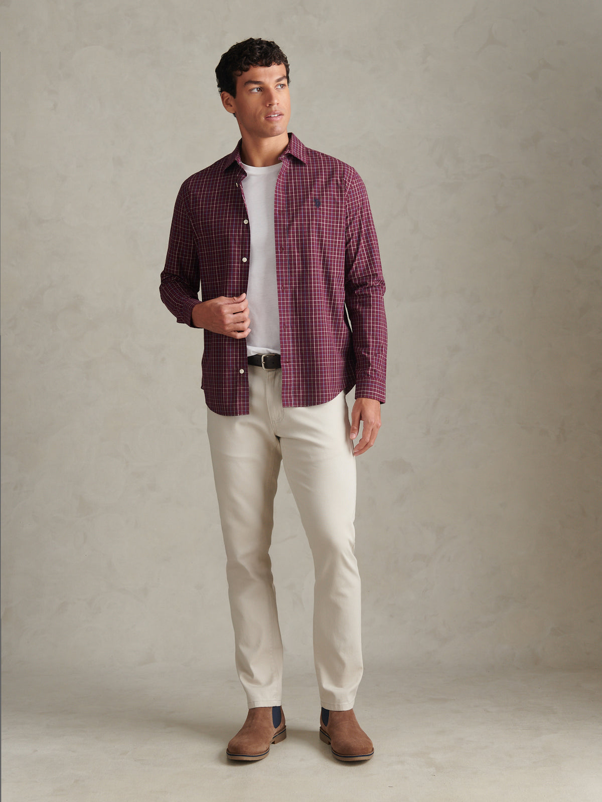 Mens Windowpane Check Shirt Fig