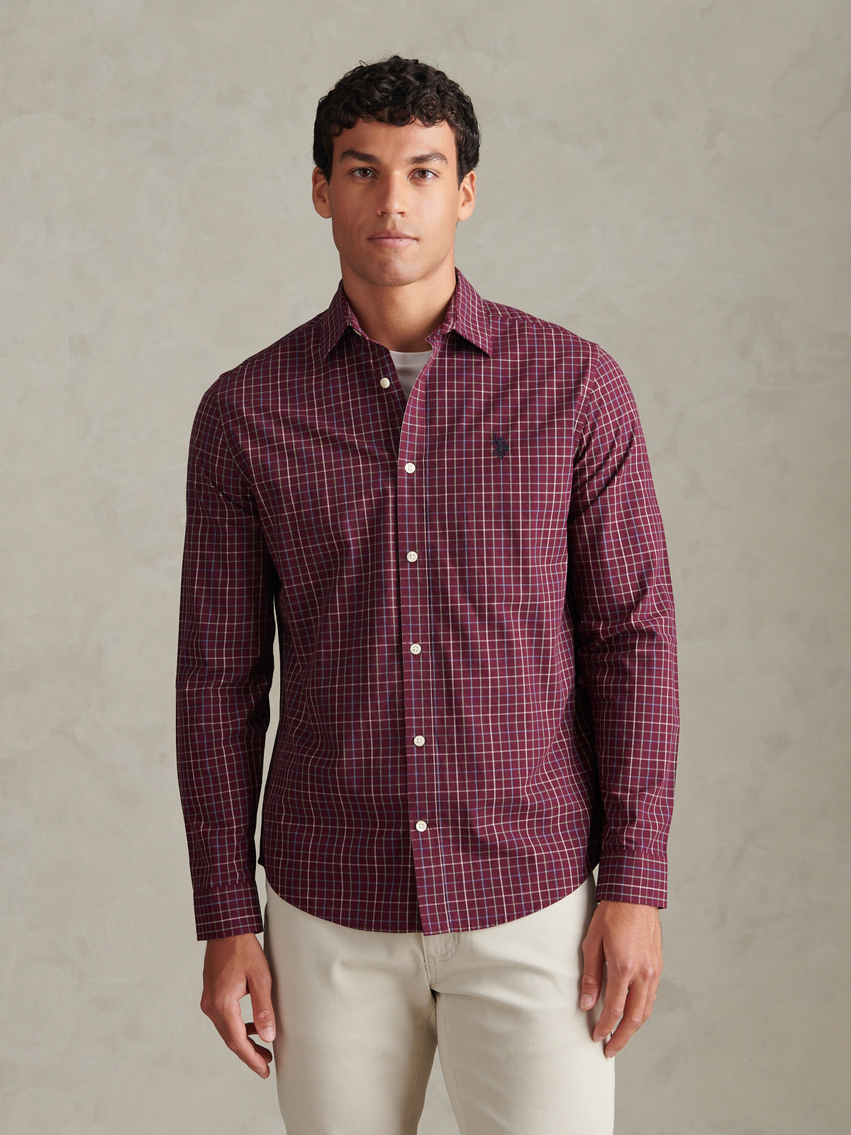 Mens Windowpane Check Shirt Fig