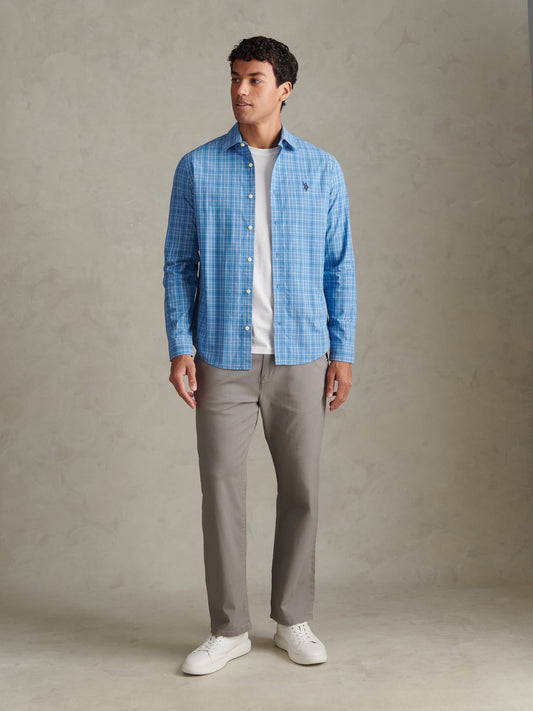Mens Windowpane Check Shirt Ashleigh Blue