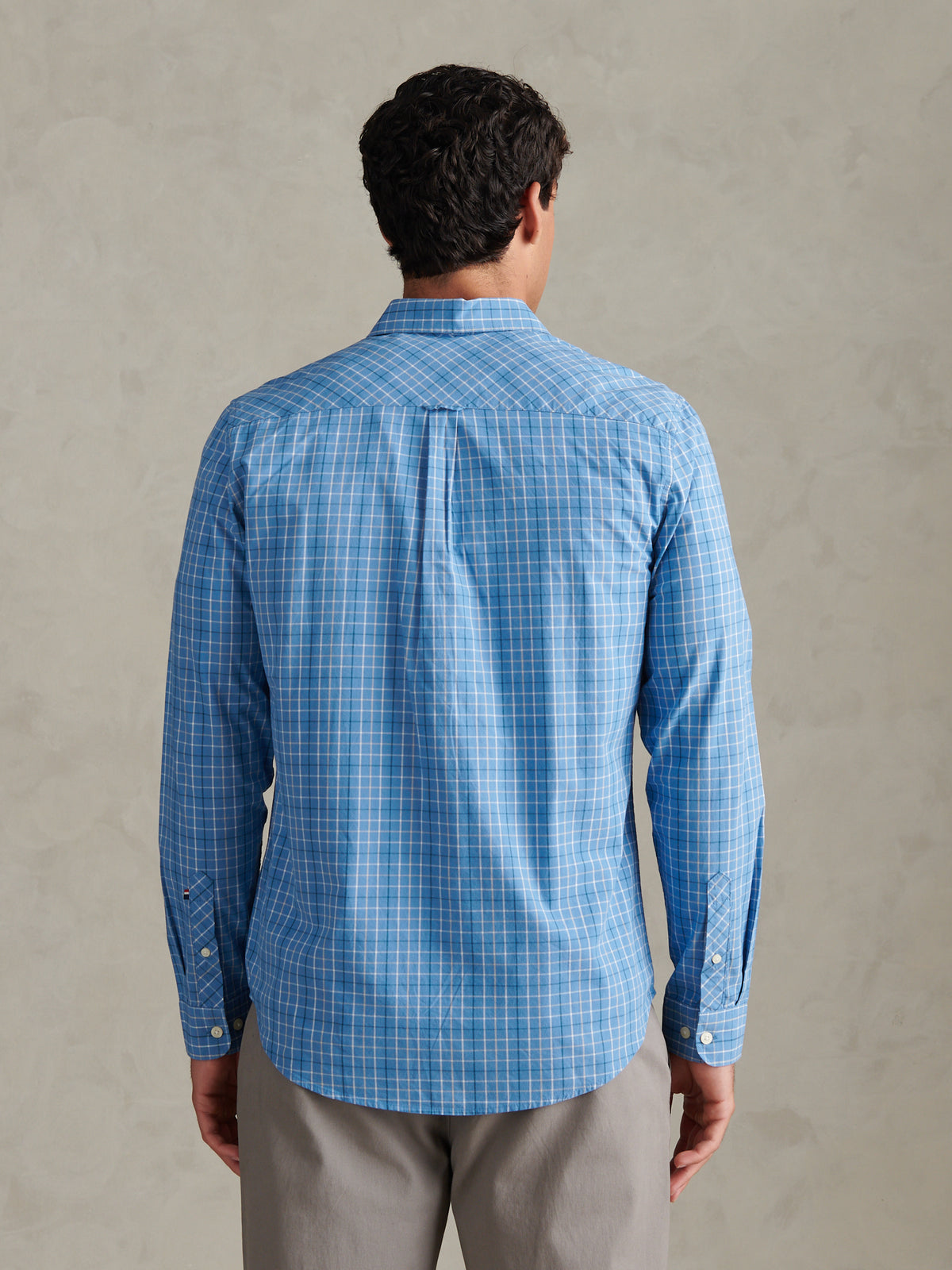 Mens Windowpane Check Shirt Ashleigh Blue