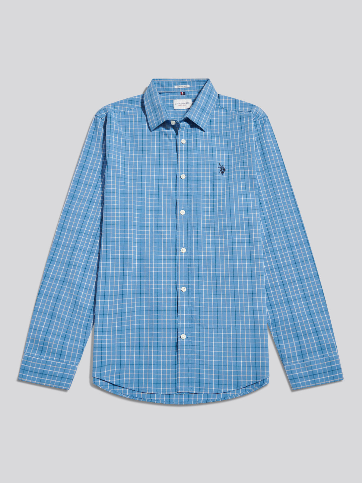Mens Windowpane Check Shirt Ashleigh Blue