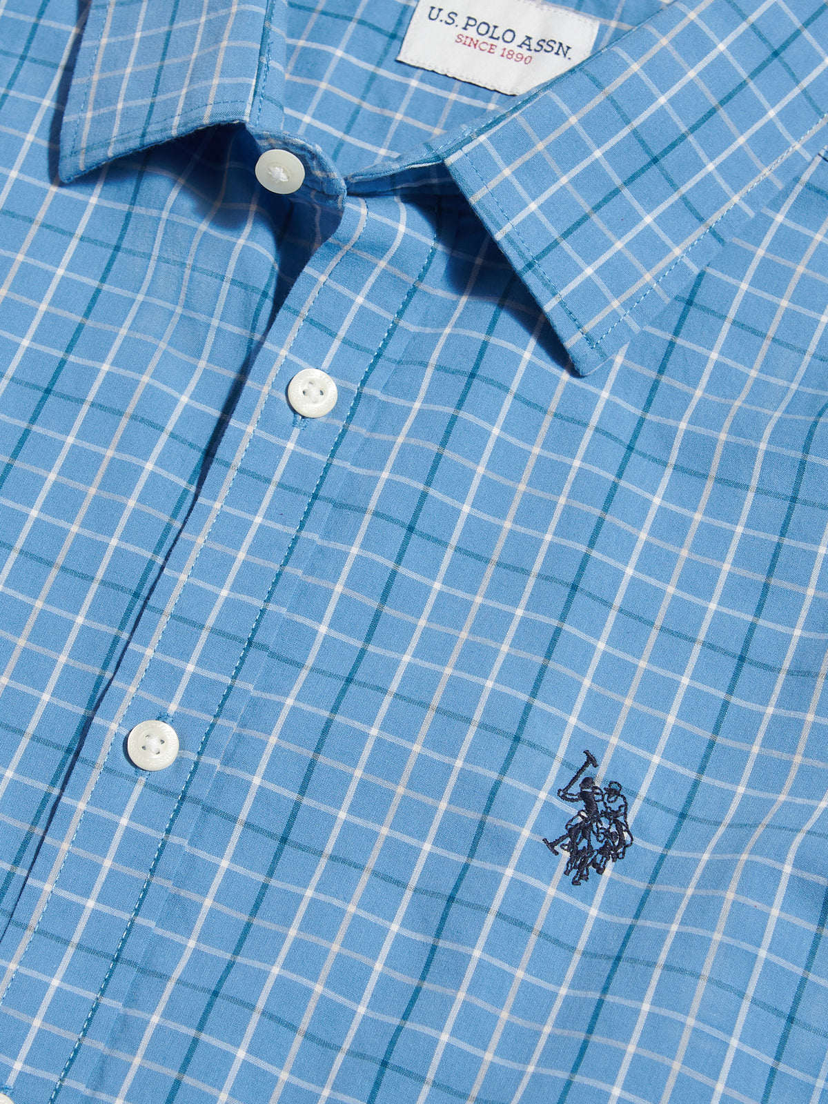 Mens Windowpane Check Shirt Ashleigh Blue