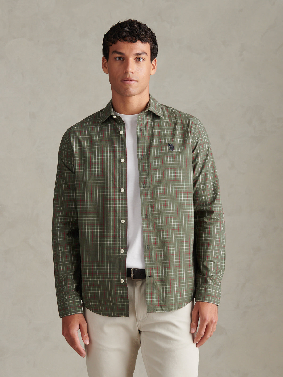 Mens Windowpane Check Shirt Beetle