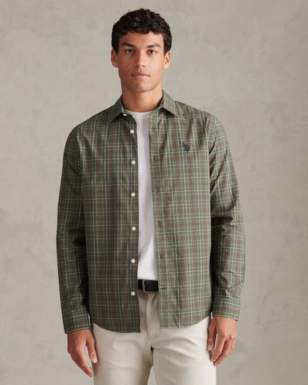 Mens Windowpane Check Shirt Beetle