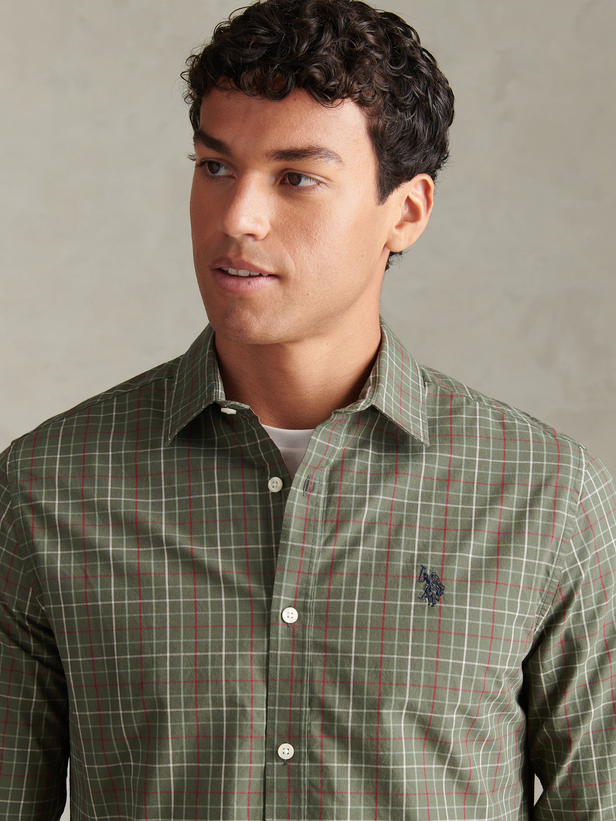 Mens Windowpane Check Shirt Beetle