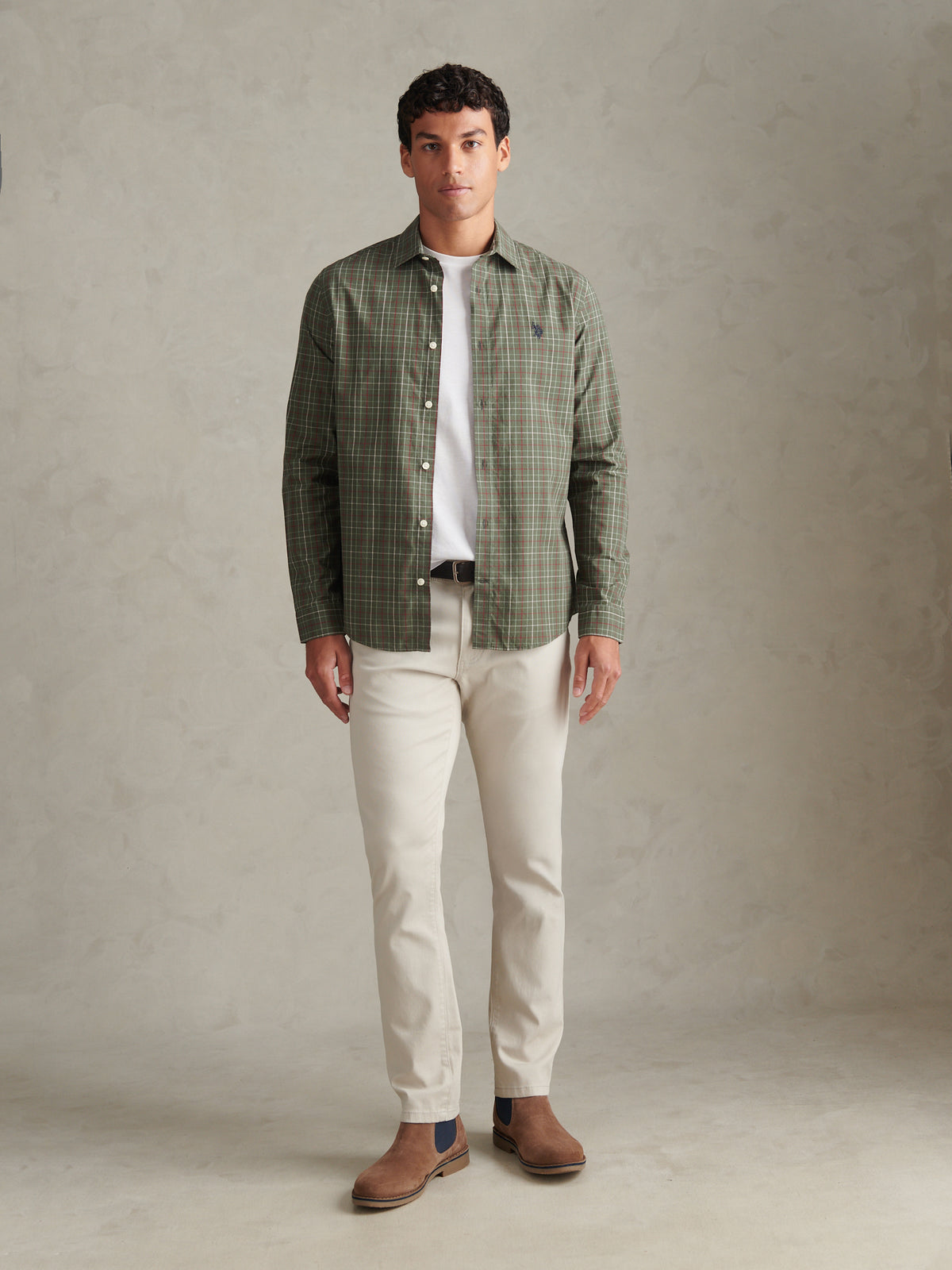 Mens Windowpane Check Shirt Beetle