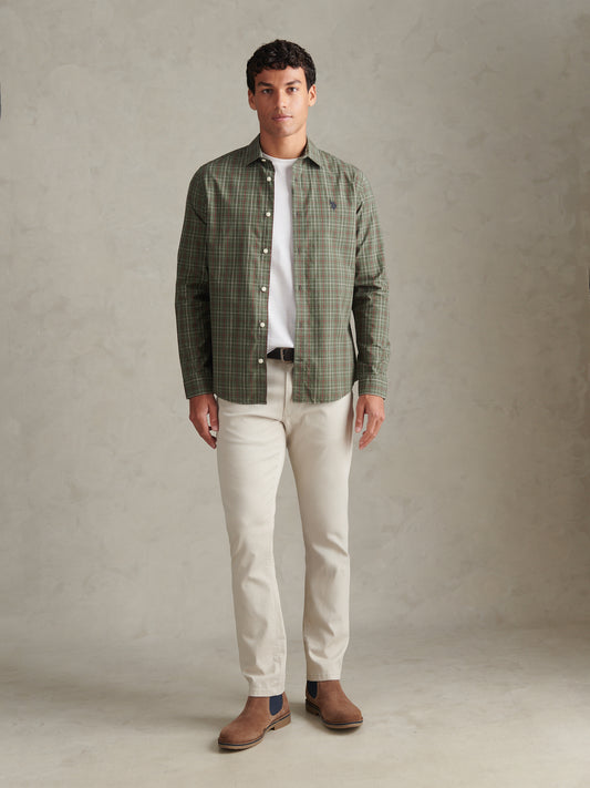 Mens Windowpane Check Shirt Beetle